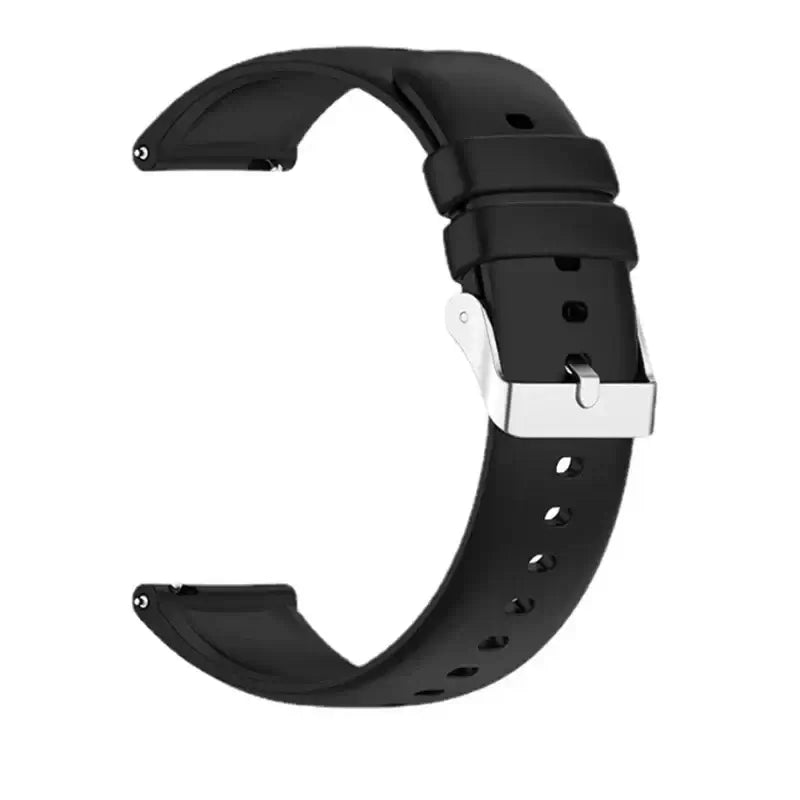 Amazfit Smooth Silicone Watch Band with Pin Buckle - Black - Silver Buckle
