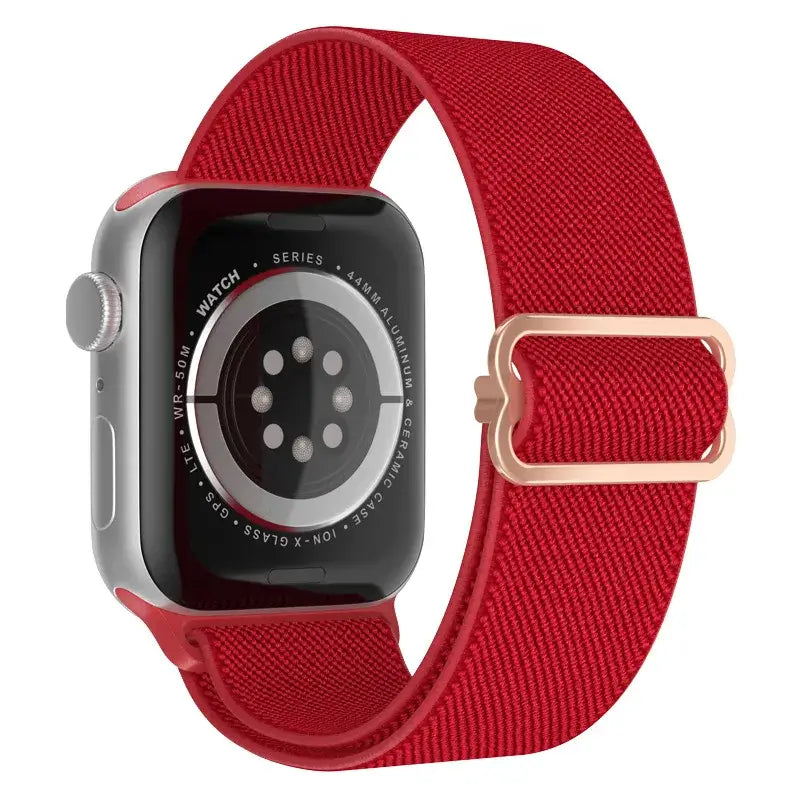 Red adjustable stretch nylon Apple Watch band