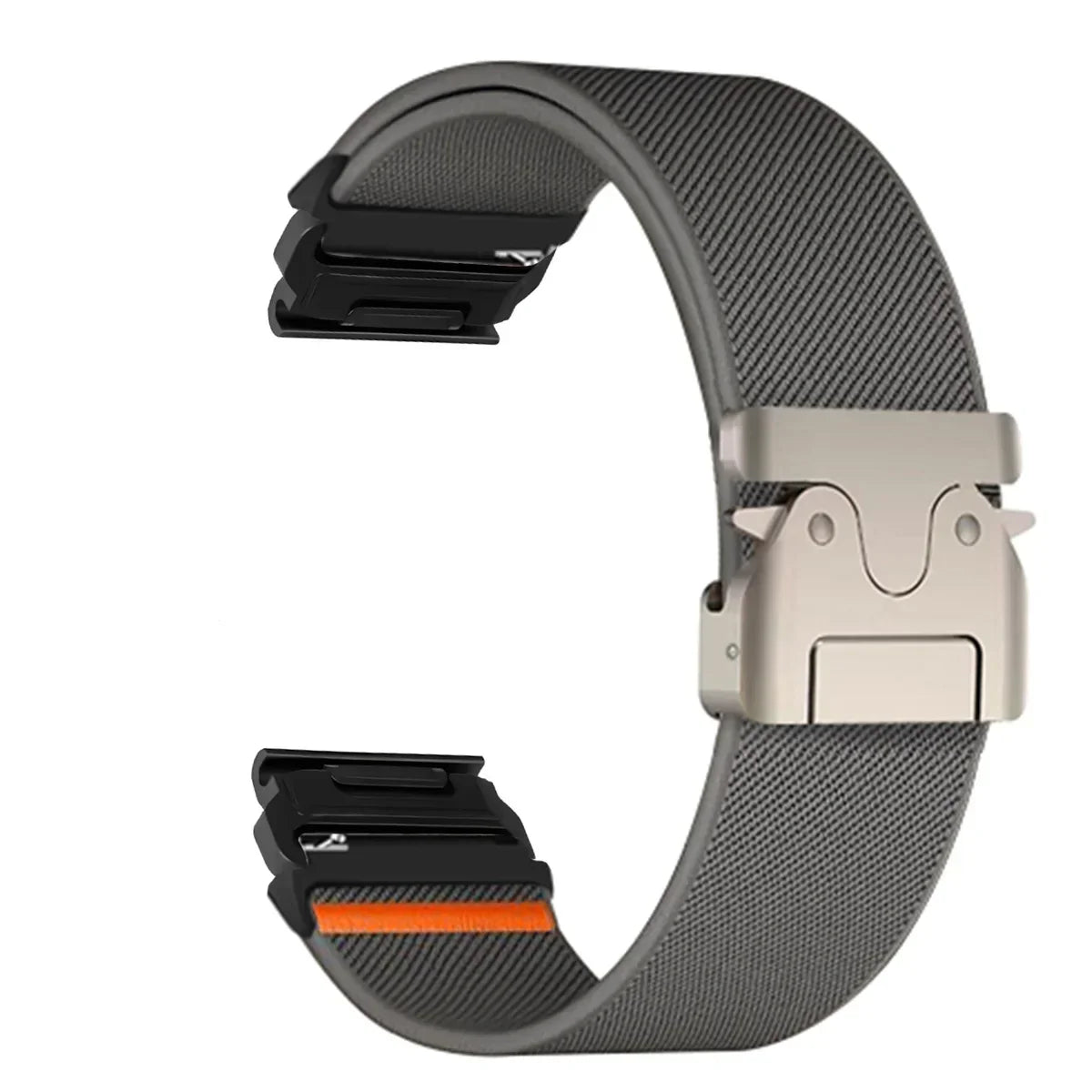Garmin QuickFit Nylon Band - Clasp and Slider Styles in Dark Gray / Black - Clasp