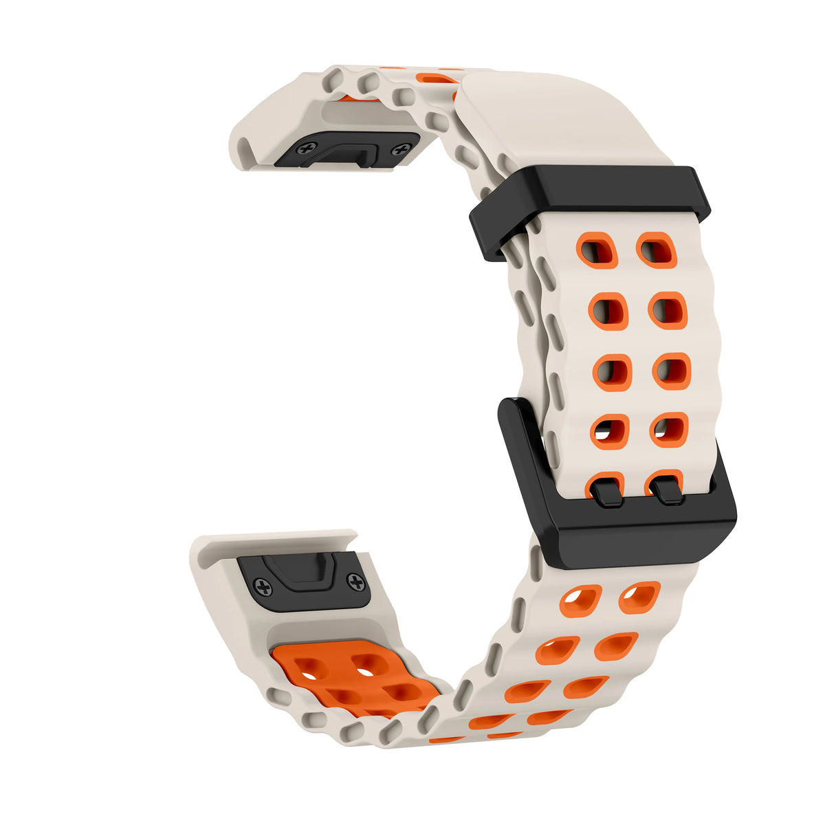 Starlight / Orange Garmin QuickFit 22/26mm Two-Tone Silicone Running Band