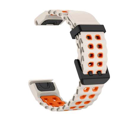 Starlight / Orange Garmin QuickFit 22/26mm Two-Tone Silicone Running Band