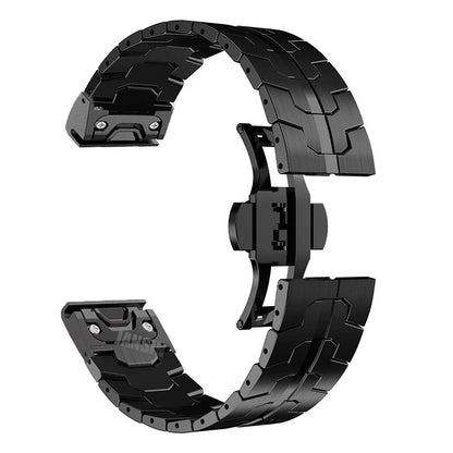 Black Garmin QuickFit 22/26mm Stainless Steel Bracelet with Color Stripe