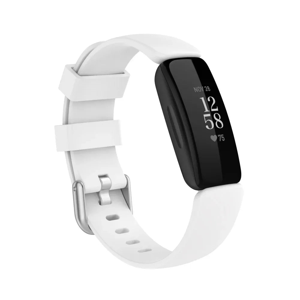Fitbit Inspire 1/2/HR Classic Silicone Buckle Band - White band