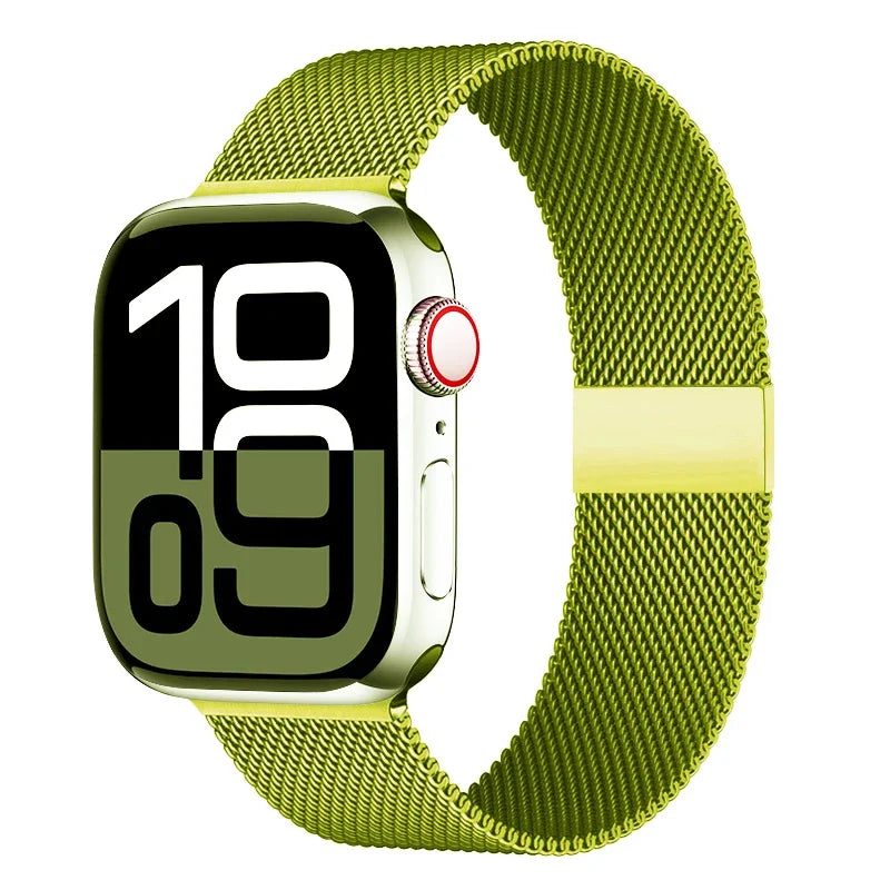 Colorful Milanese Mesh Apple Watch Band in Lime Green