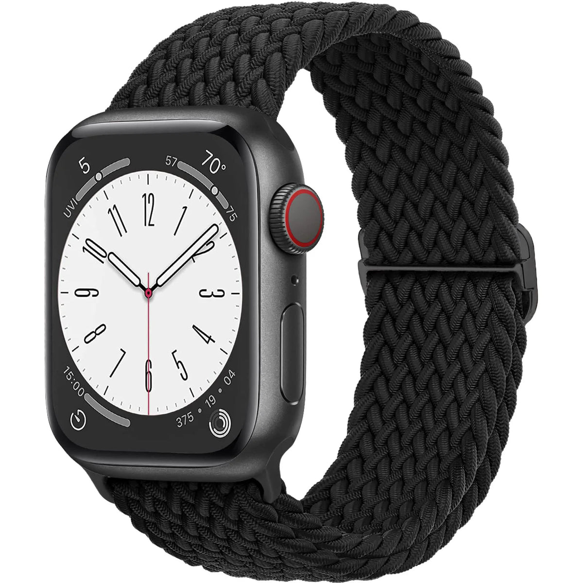 Stretch Braided Nylon Apple Watch Loop with Slider in Black