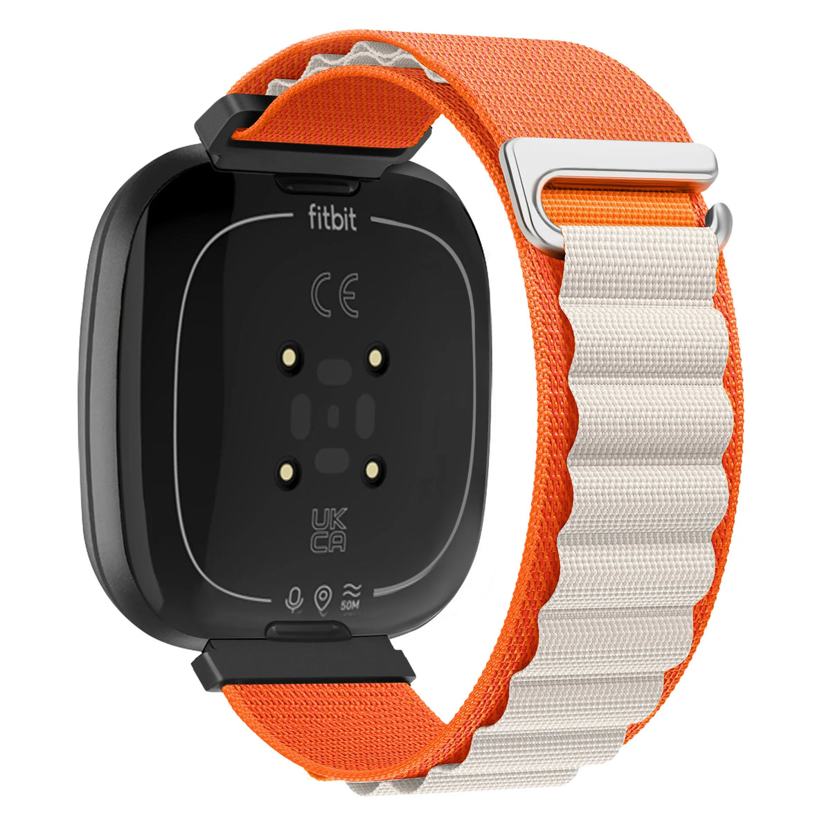 Ivory / Orange Fitbit Versa 4, Versa 3, Sense 2 and Sense Alpine Loop Nylon Band