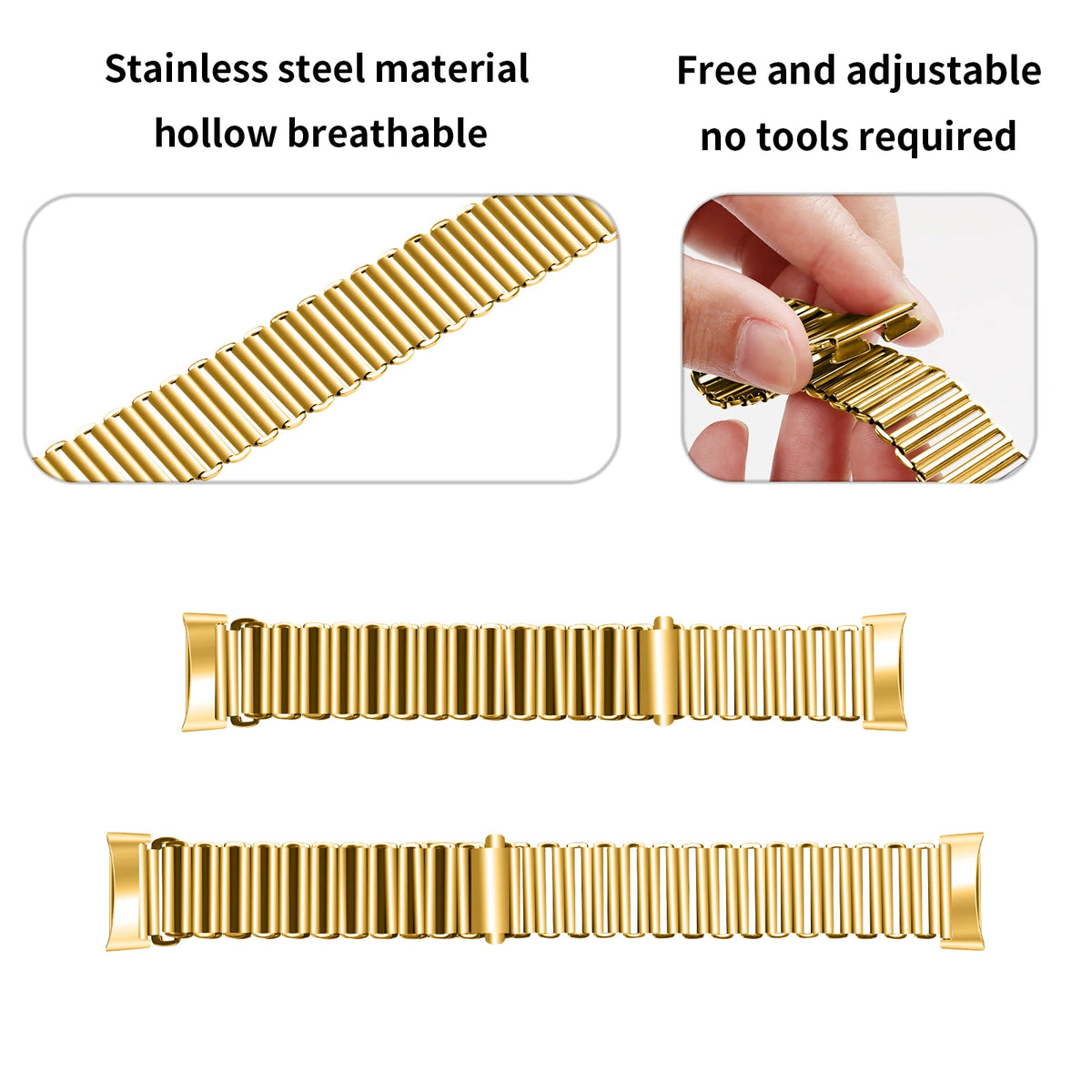 Fitbit Charge Ribbed Stainless Steel Bracelet Band - Adjustable clasp and ribbed bracelet construction