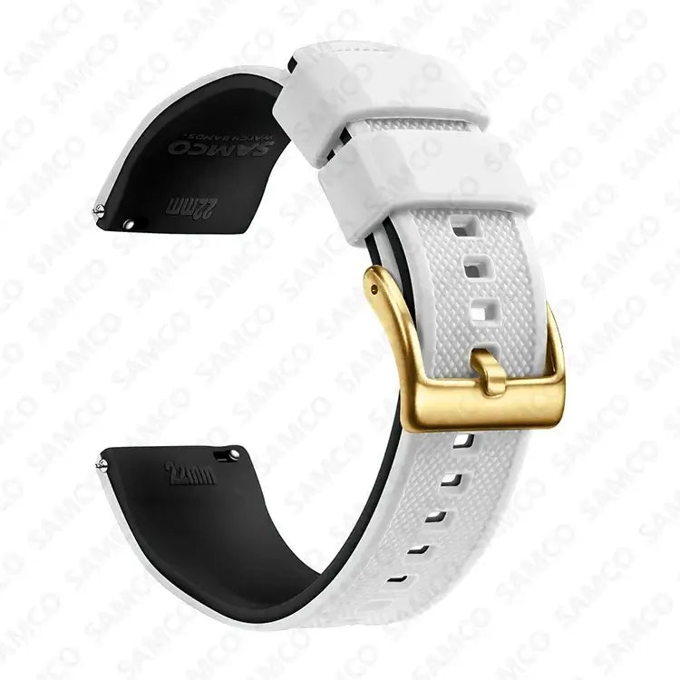 Amazfit Textured Silicone Band with Buckle Choices — White / Black / Gold Buckle