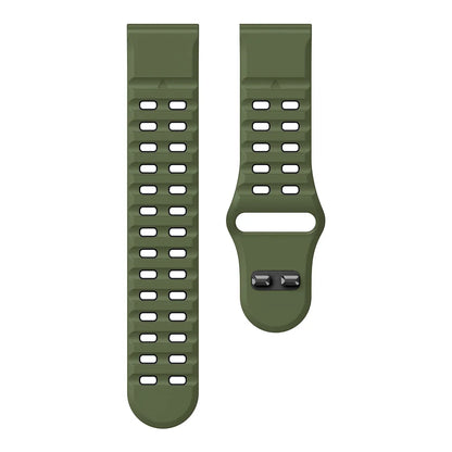 Army Green / Black Garmin QuickFit 22/26mm Perforated Silicone Band with Tuck Closure