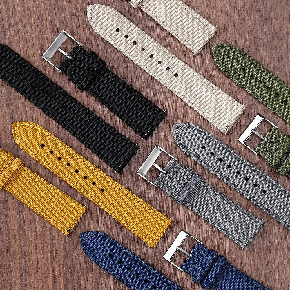 Polar Sailcloth Nylon Watch Band with Pin Buckle — Woven color selection