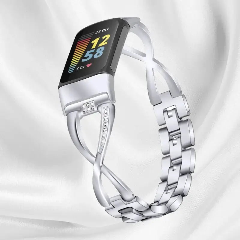 Fitbit Charge 5 & 6 Infinity-Style Steel Bracelet in Silver