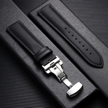 Garmin Leather Butterfly Clasp Band in Black