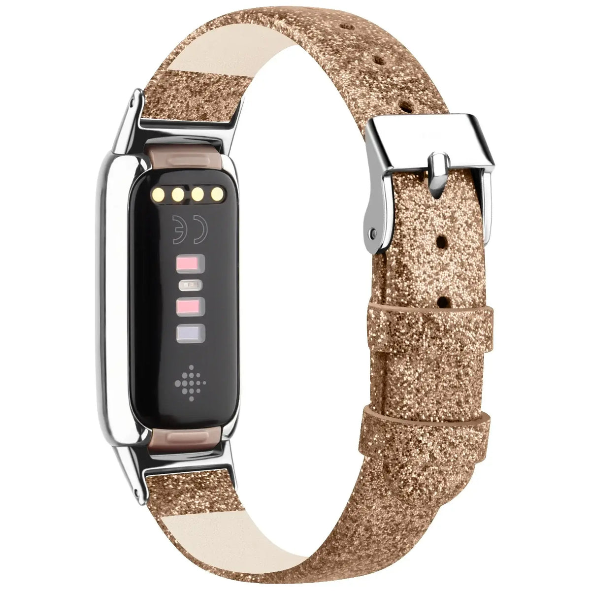 Fitbit Luxe Leather Band with Floral & Glitter Options - Glitter Rose Gold