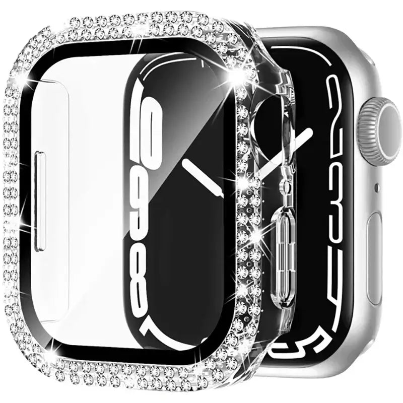 Dazzling protective cover for Apple Smart Watch featuring a stylish, crystal-encrusted design for durability and elegance.