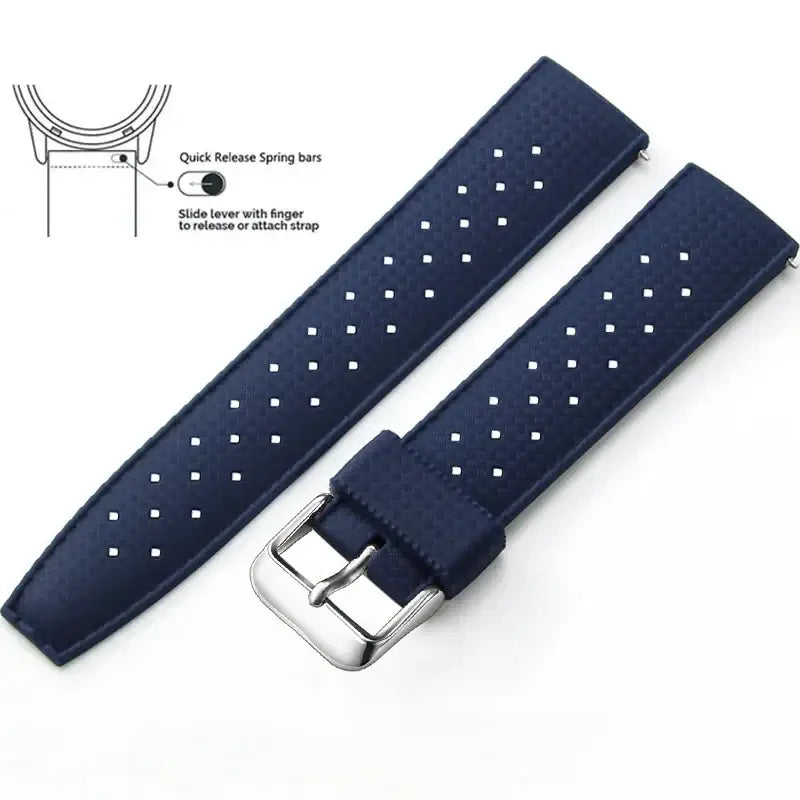 Tropic Silicone Band for Amazfit – Navy Blue / Silver Buckle (Option 1)
