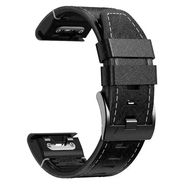 Garmin QuickFit Leather and Silicone Band in Black - Style 1