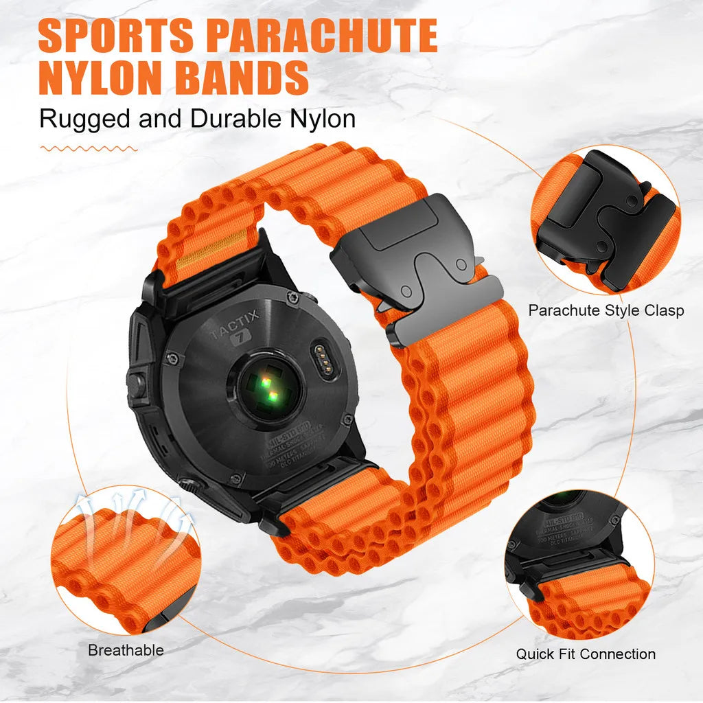 Garmin QuickFit 20/22/26mm Parachute Nylon Band with Hook Buckle — product detail