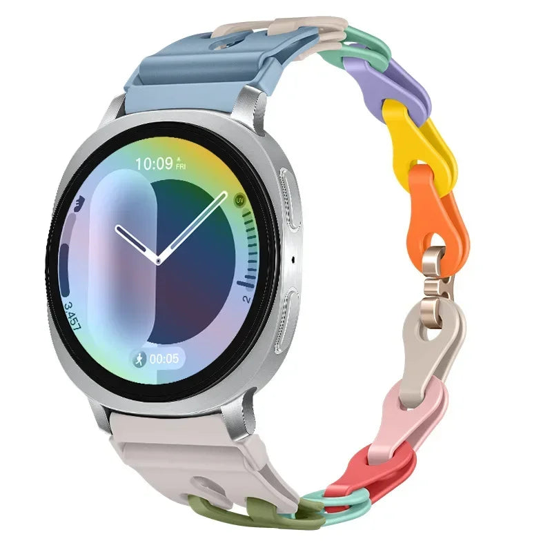 Samsung Galaxy Silicone Chain Watch Band – Watch8/Watch8 Classic/Watch9/Ultra/Ultra2 Multi in Slim Macaron colors