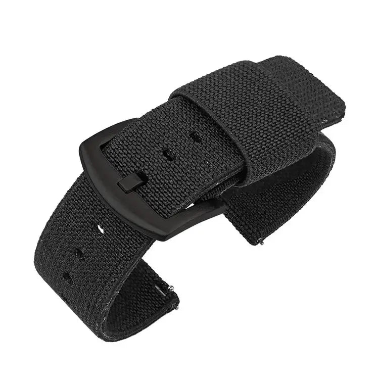 Samsung Galaxy Watch Solid & Striped Woven Strap in Black / Black Buckle