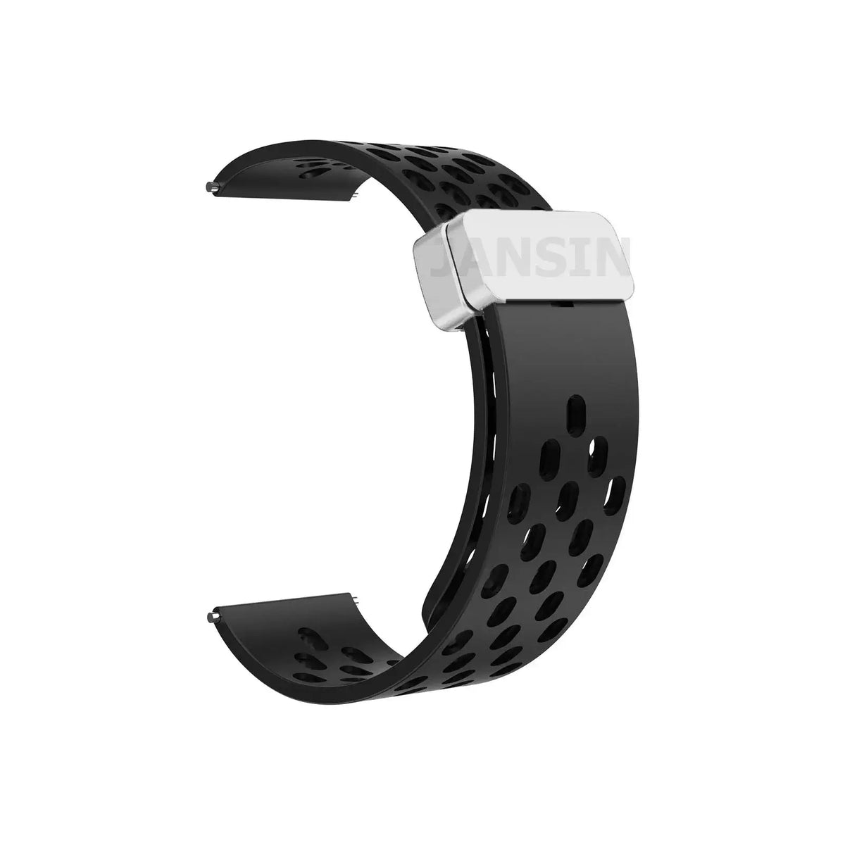 Amazfit Perforated Silicone Band with Magnetic Clasp - Black / Silver Clasp