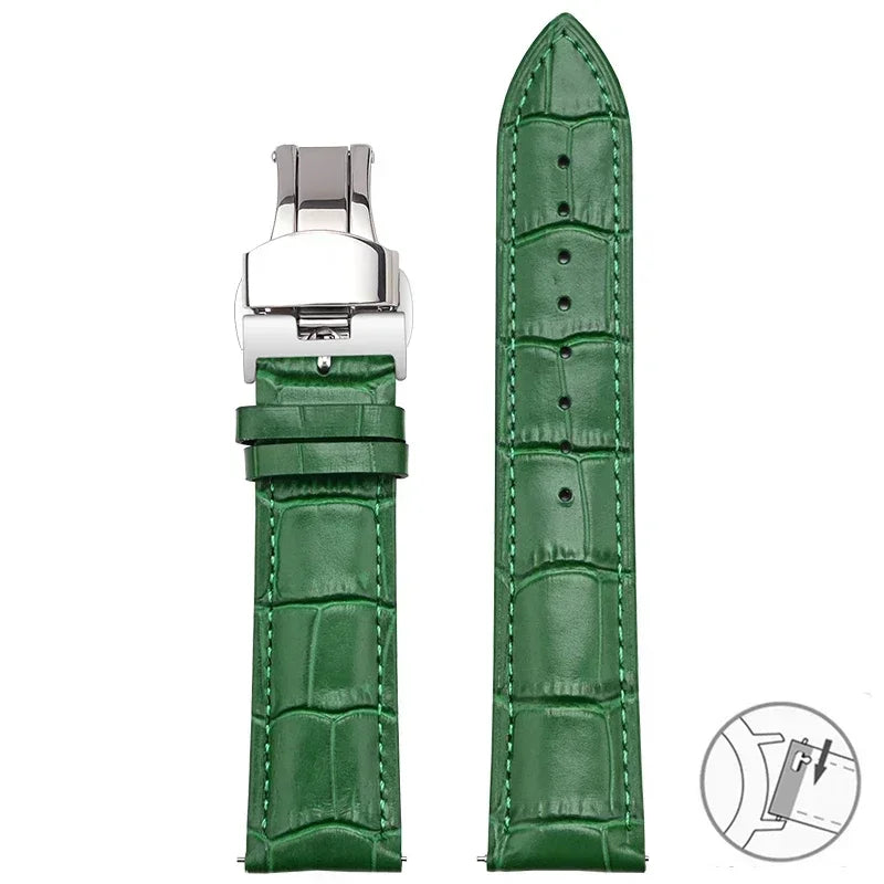 Garmin Croc-Embossed Leather Band in Green with Butterfly Clasp