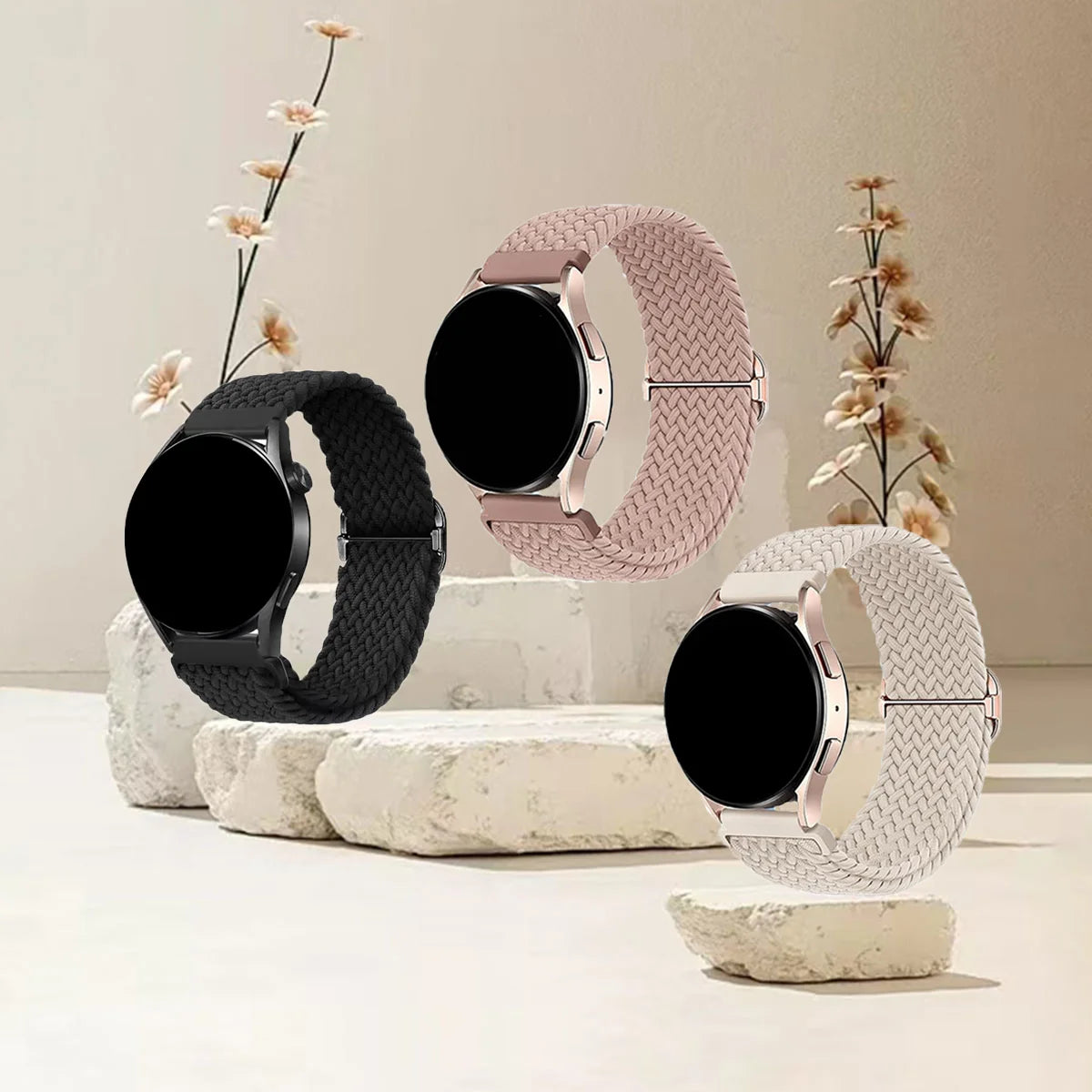 Garmin Braided Stretch Loop Band 3-Pack in Black, Pink & Starlight
