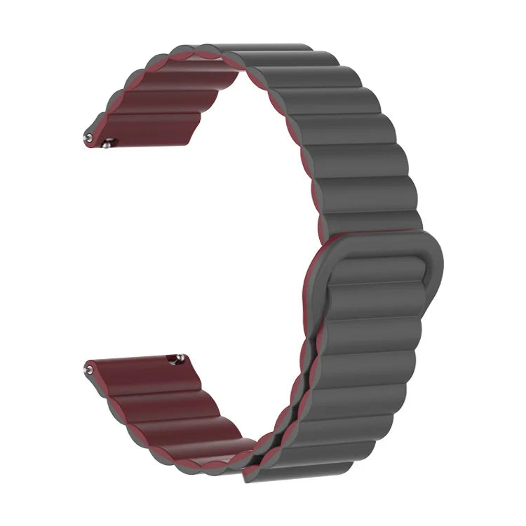 Motorola Moto Ribbed Magnetic Silicone Loop Band — Gray / Wine Red