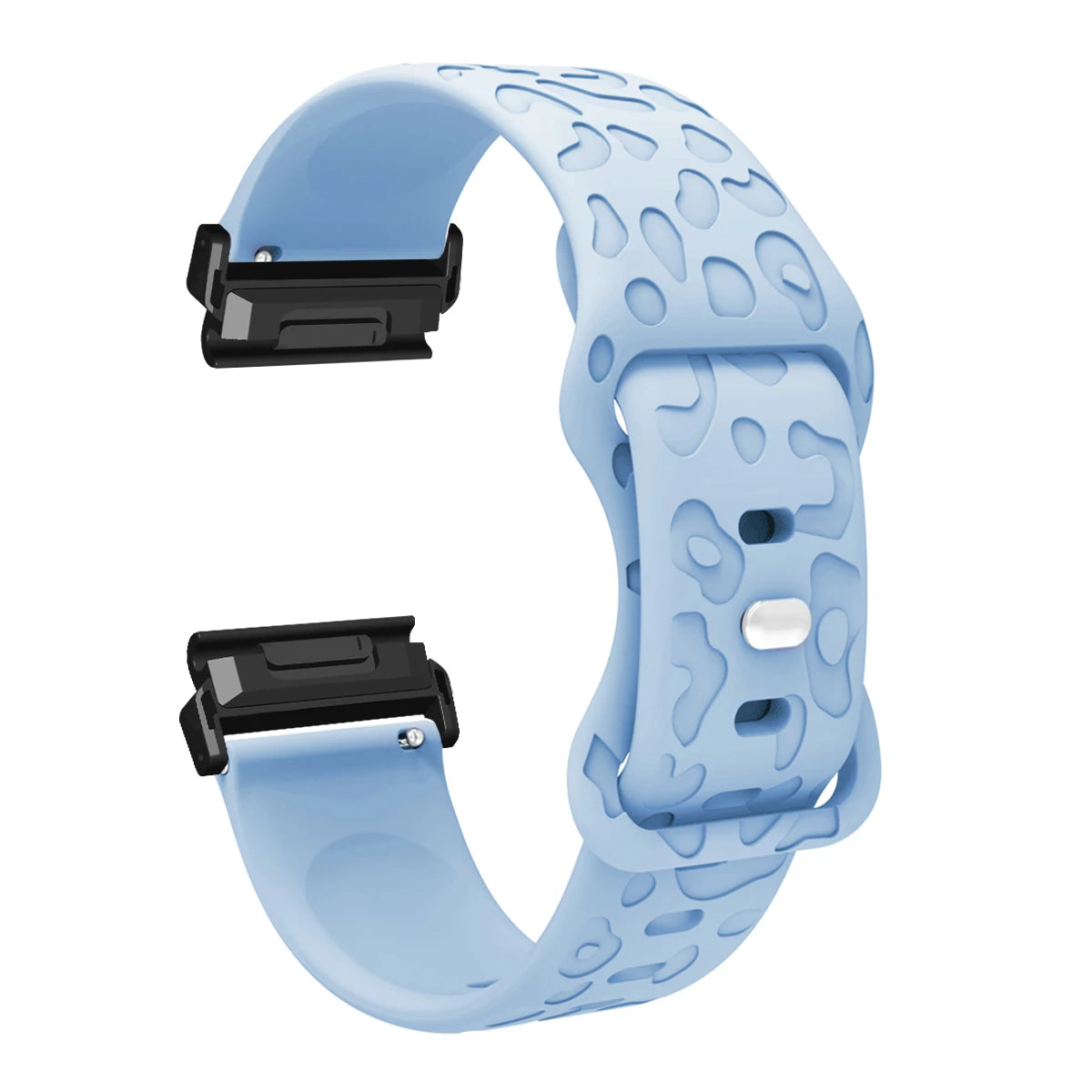Light Blue Garmin QuickFit 22/26mm Embossed Silicone Band with Tuck Closure