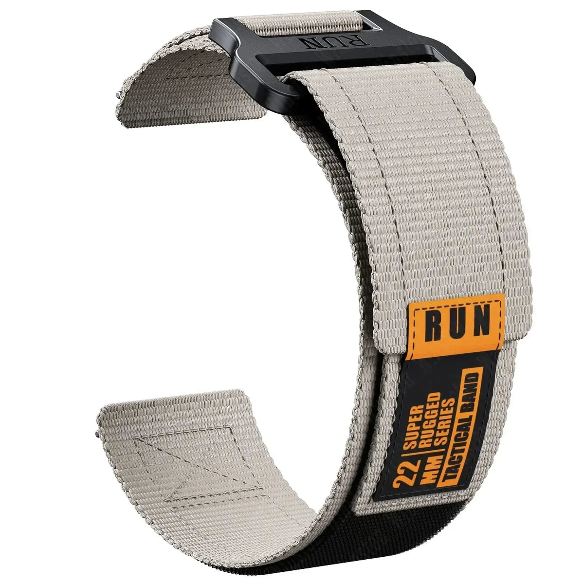 Amazfit Nylon Hook-and-Loop Band with RUN Label — Beige / Orange Label