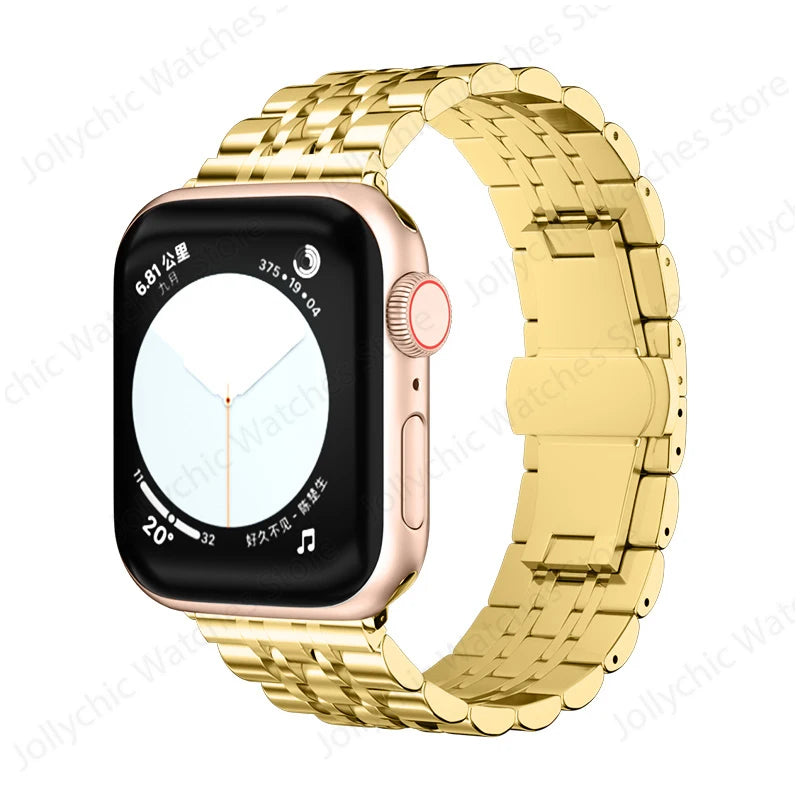 Multi-Row Stainless Steel Apple Watch Bracelet Band in Gold - Band Only