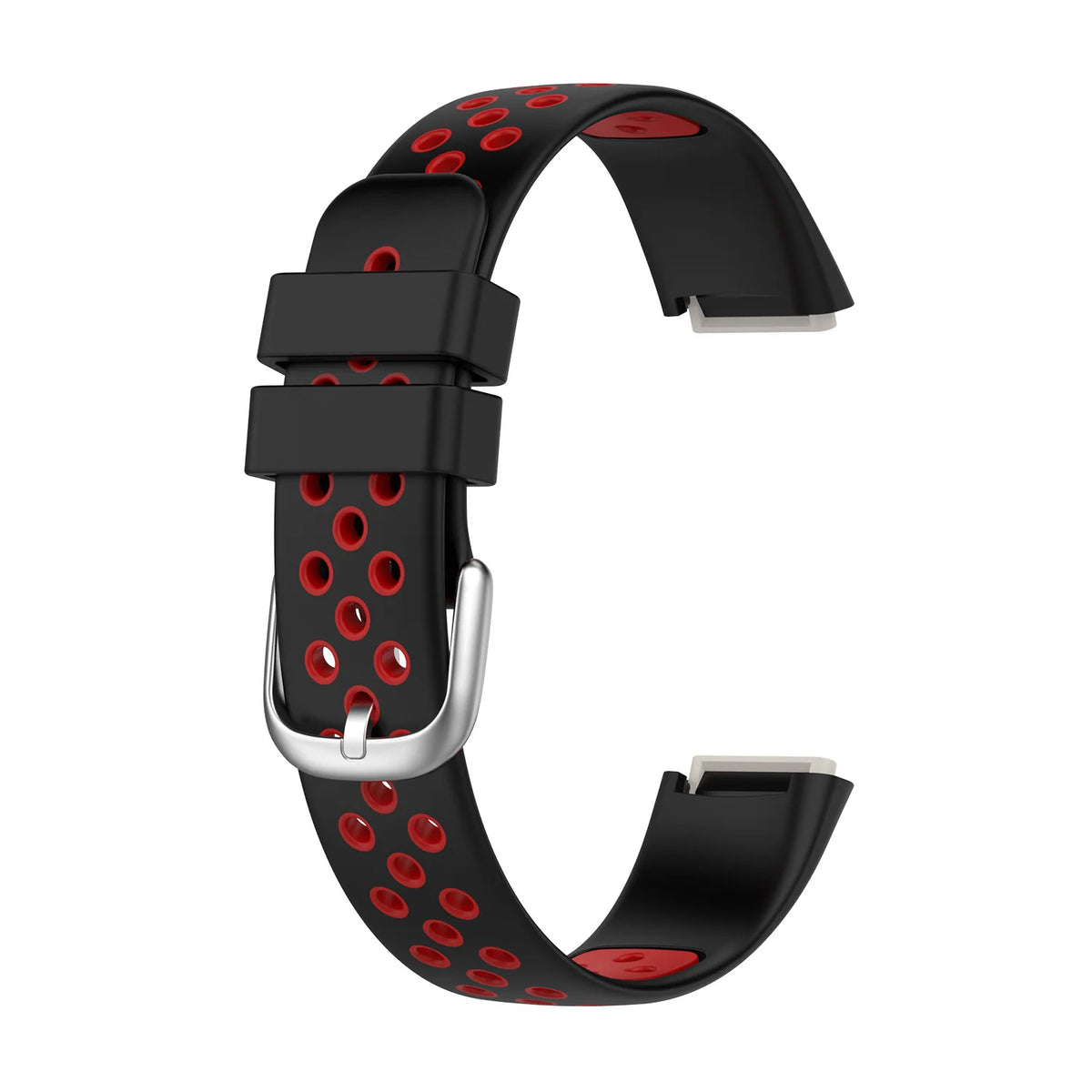 Fitbit Luxe Bands - Solid Silicone, Perforated & Metal - Perforated Silicone - Black / Red