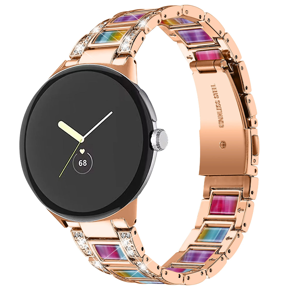 Google Pixel Watch 5, 4 and 3 41mm Resin Inlay Link Bracelet Band