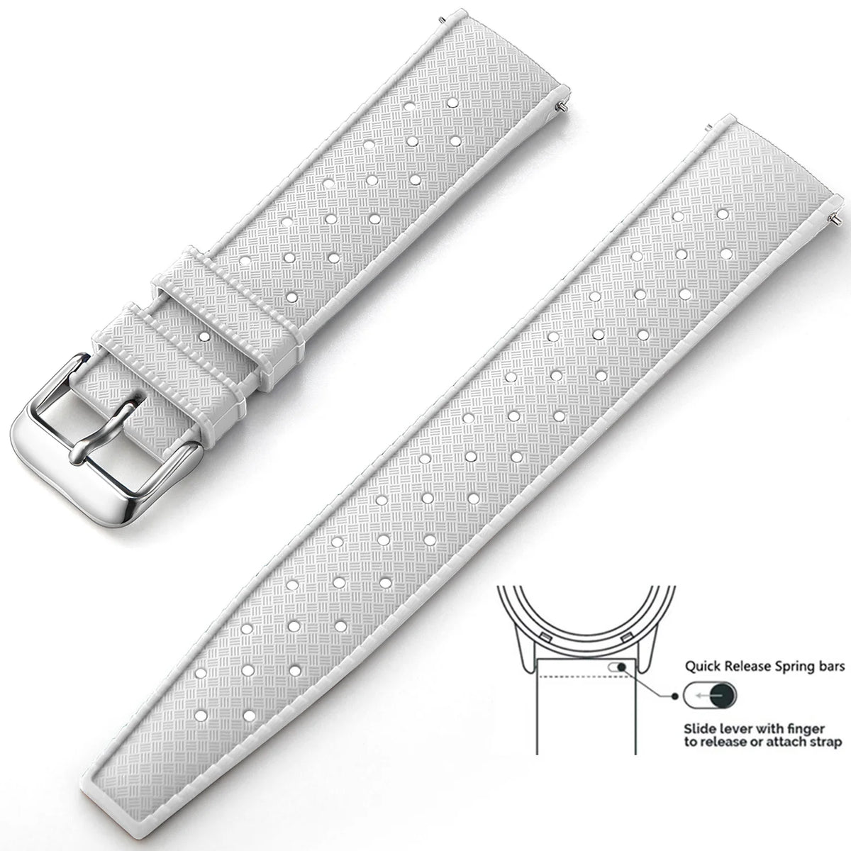 Tropic Silicone Band for Motorola Moto — White / Silver Buckle