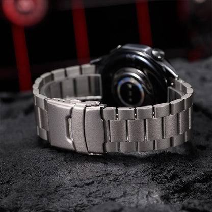 Google Pixel Watch 5, 4 and 3 45mm Titanium Link Band, Safety Clasp — design detail
