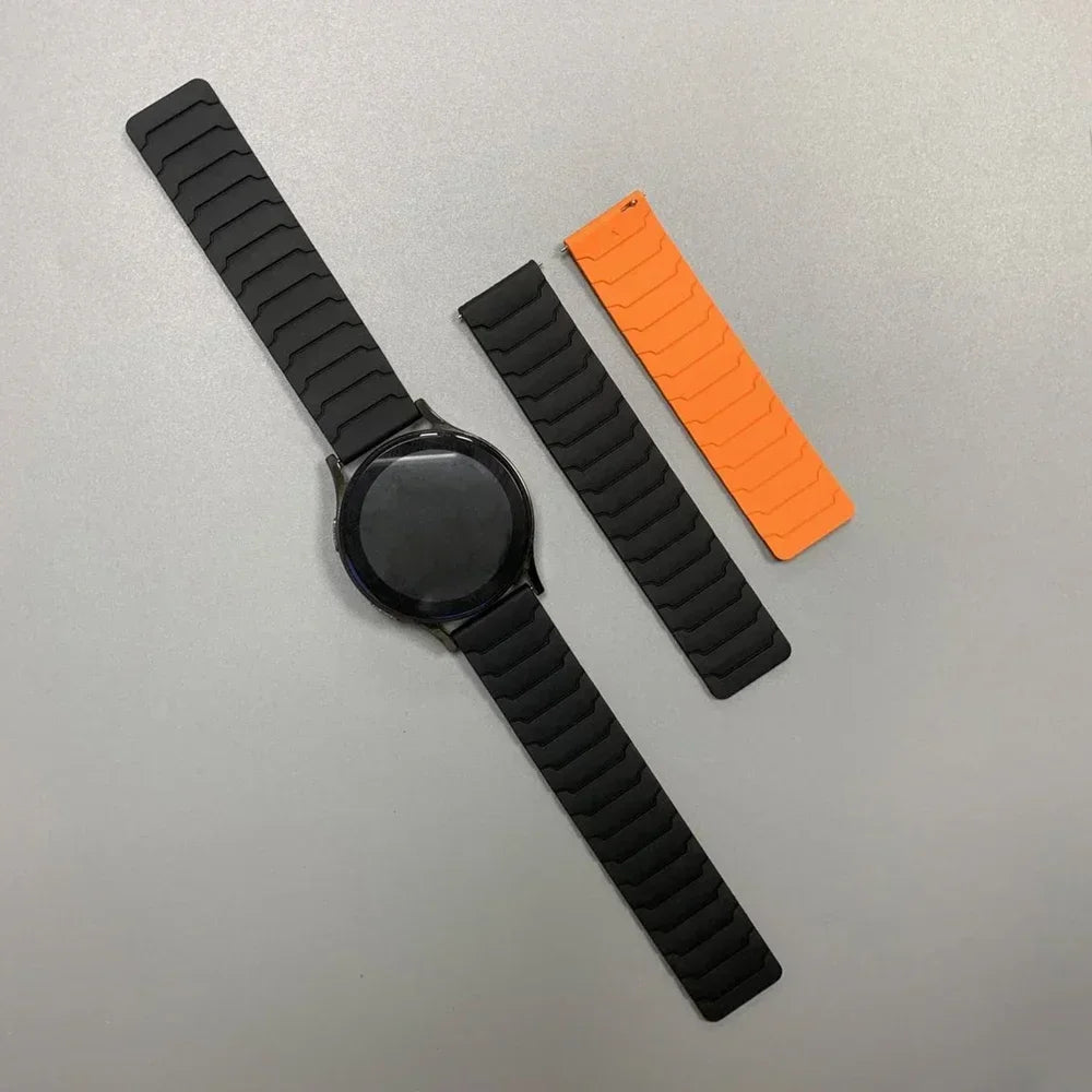 Motorola Moto Segmented Magnetic Silicone Loop Band — Black / Orange