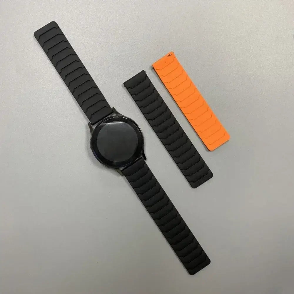 Amazfit Segmented Magnetic Silicone Loop Band — Black / Orange