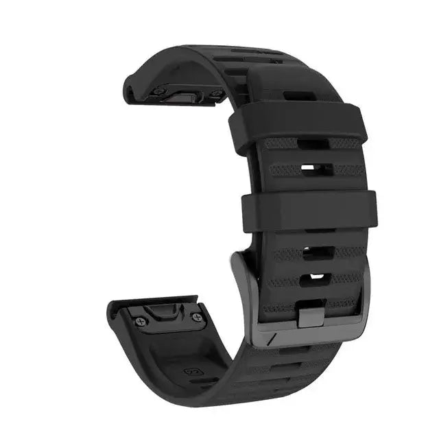 Garmin QuickFit Silicone Band - Solid and Perforated in Black - Solid