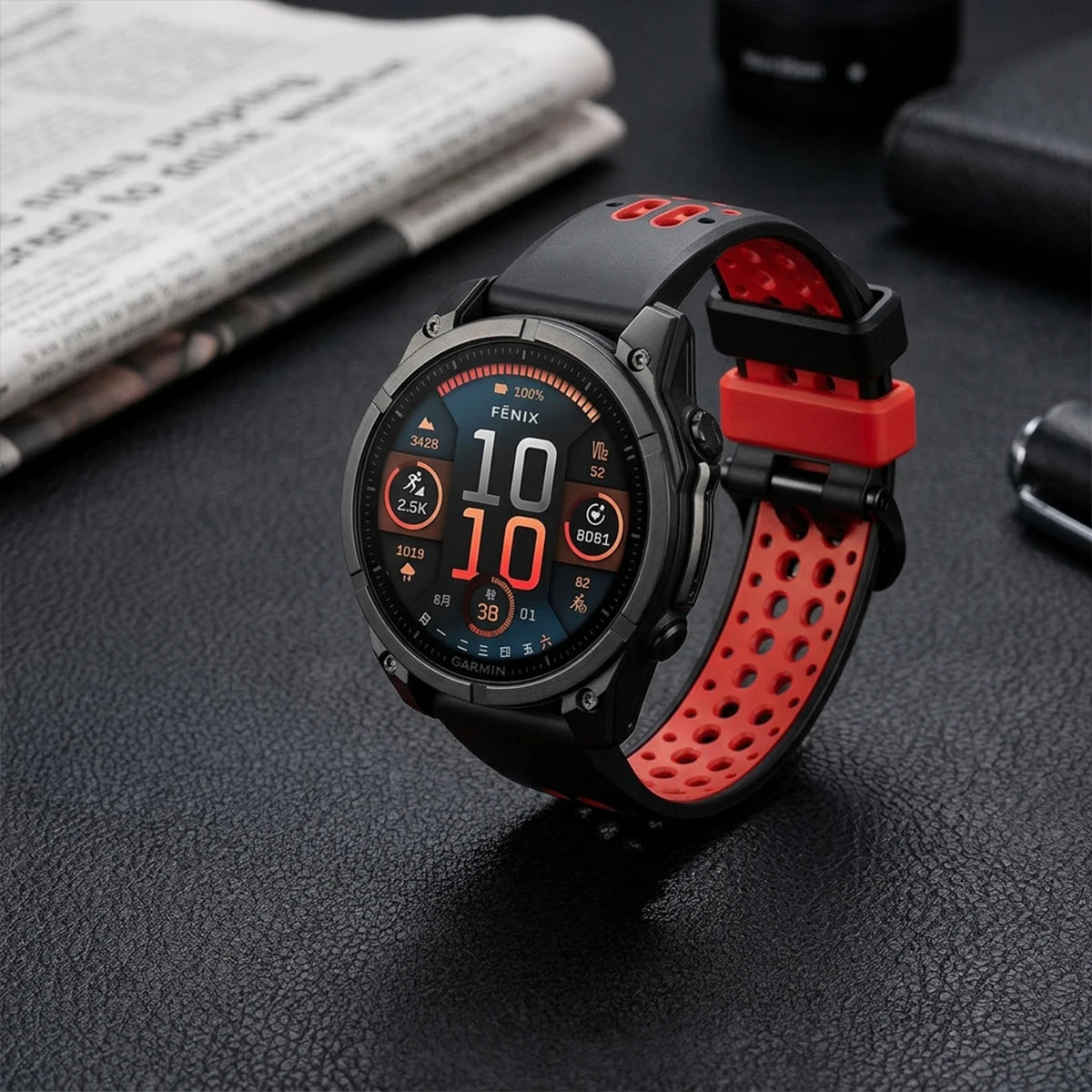 Garmin QuickFit 22/26mm Flexible Two-Tone Vented Silicone Band — design detail