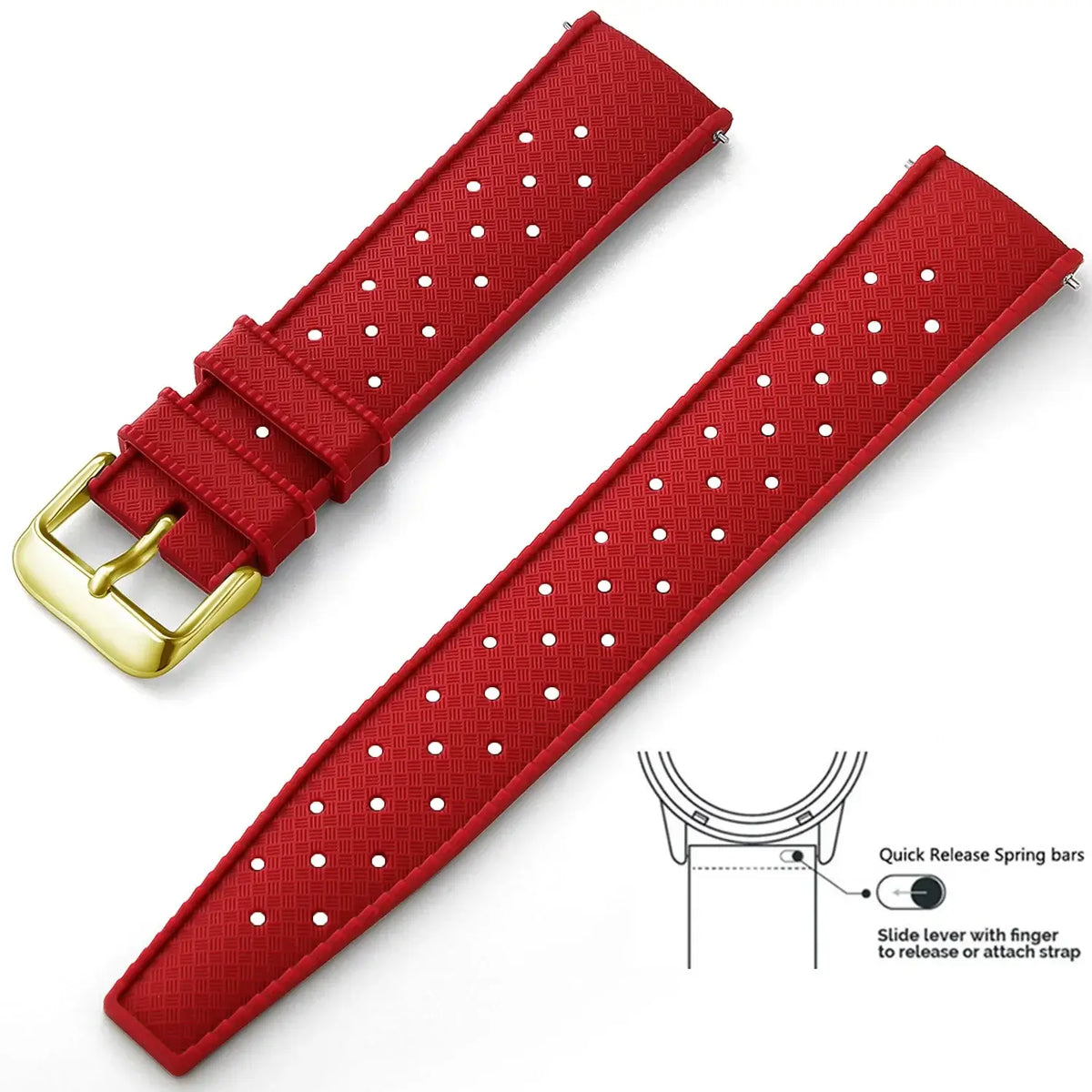 Tropic Silicone Band for Amazfit – Red / Gold Buckle