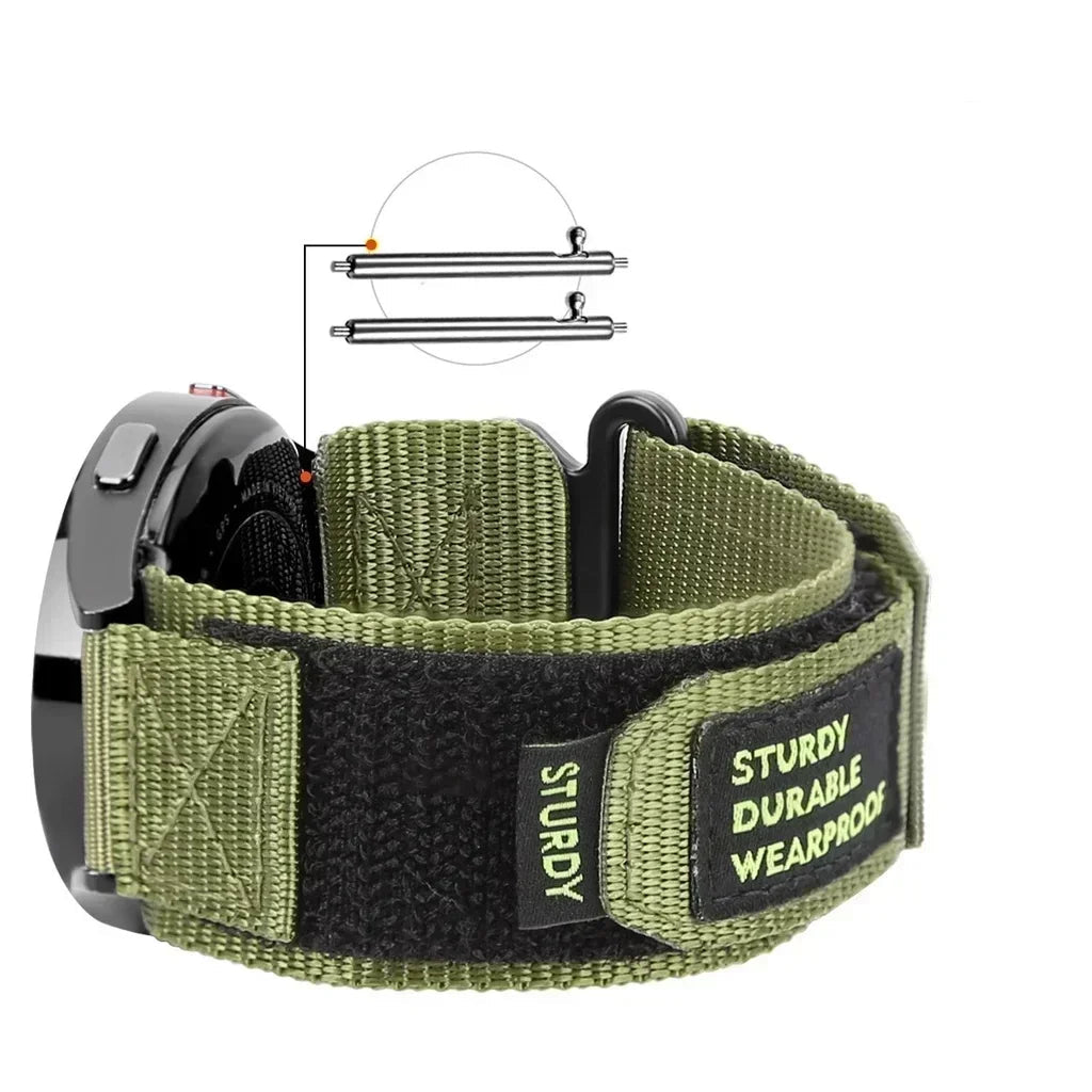 OnePlus Watch Band Sport Nylon Strap Breathable Quick Release Wristband on a watch, showcasing its sturdy design.