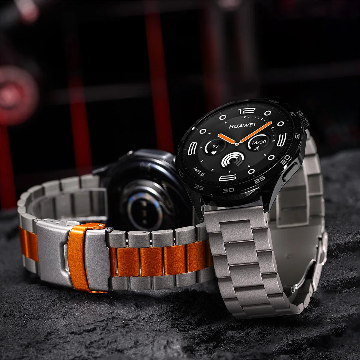 Google Pixel Watch 5, 4 and 3 45mm Titanium Link Band, Safety Clasp — product detail