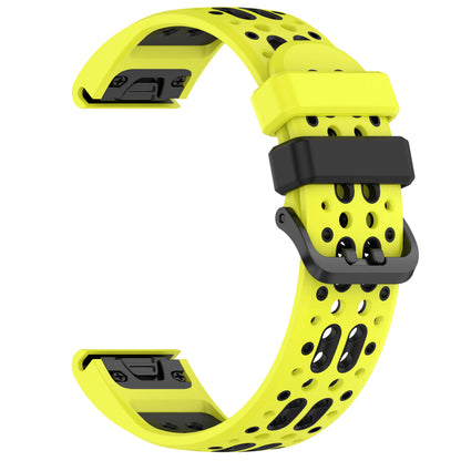 Fluorescent Green / Black Garmin QuickFit 22/26mm Flexible Two-Tone Vented Silicone Band