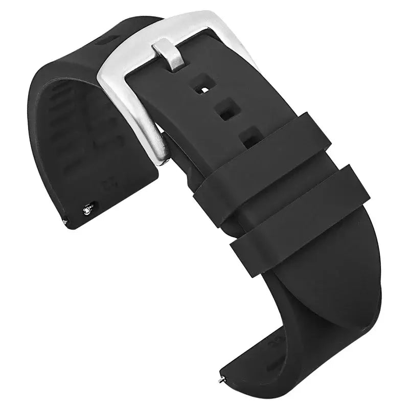 Samsung Galaxy Watch Smooth Silicone Quick-Release Band in Black / Silver Buckle