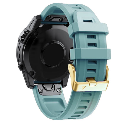 Sea Blue Garmin QuickFit 20mm Silicone Band with Gold-Tone Buckle