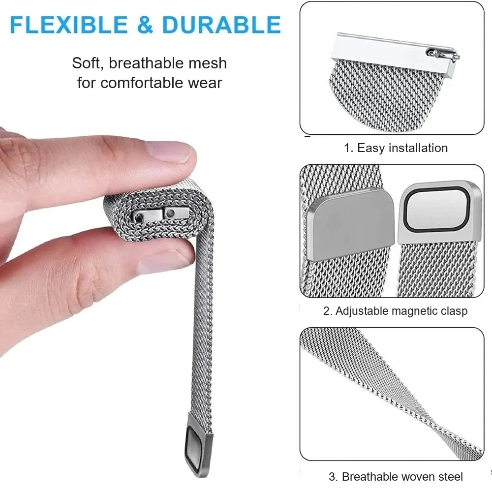 Garmin 20/22mm Quick Release Magnetic Milanese Band — material detail