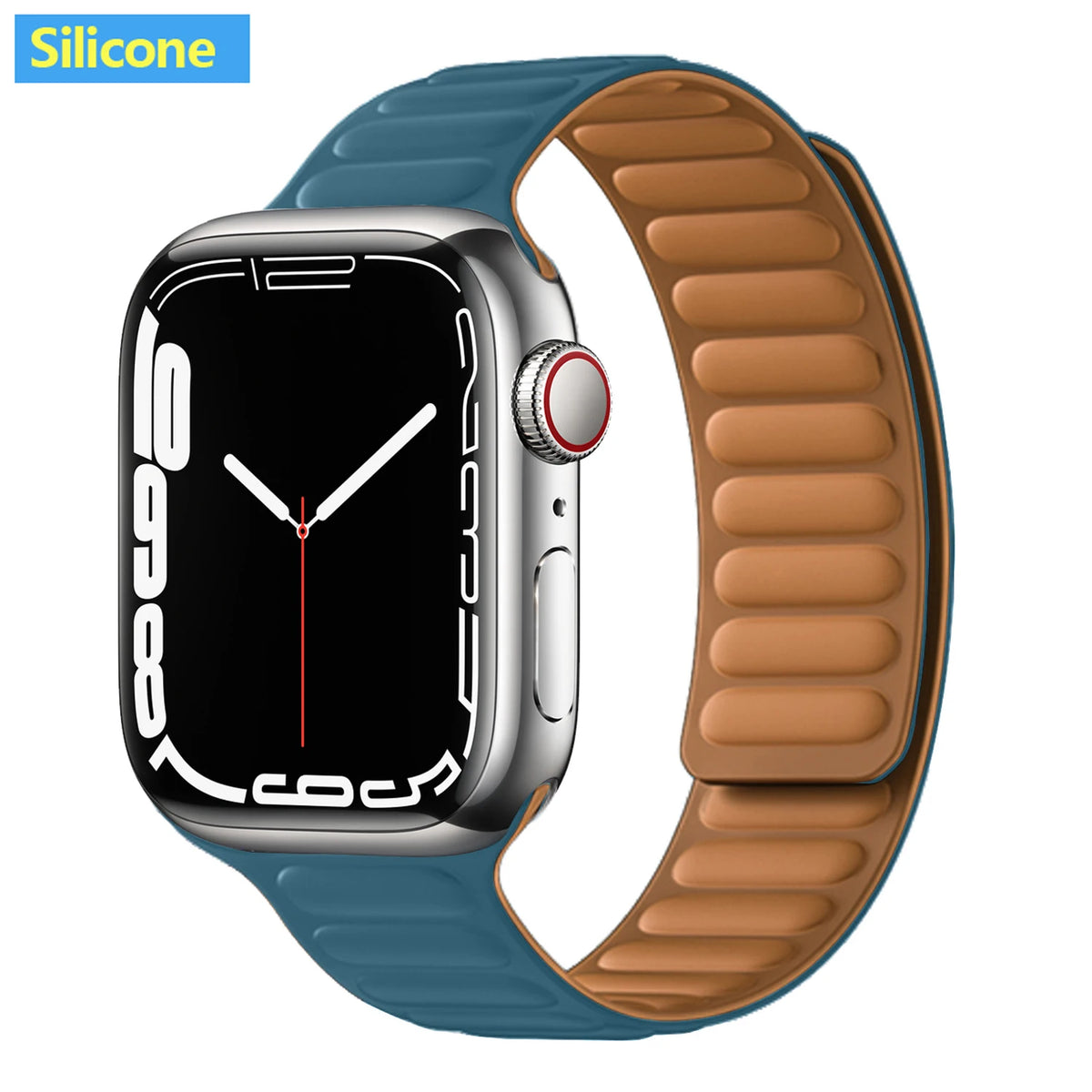 Magnetic Apple Watch Link Band - Leather & Silicone in Silicone / Ocean Blue