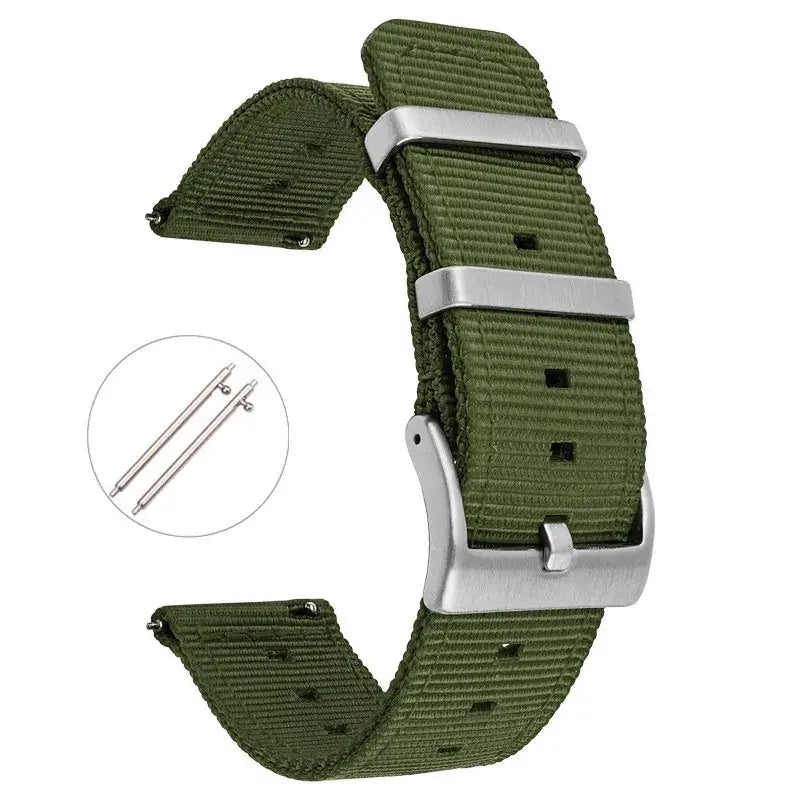 Nylon Band with Twin Metal Keepers in Army Green for compatible Huawei watches