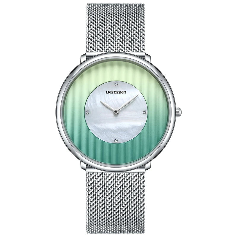 Women's Gradient Dial Mesh Quartz Watch — Green — BandsCo Straps