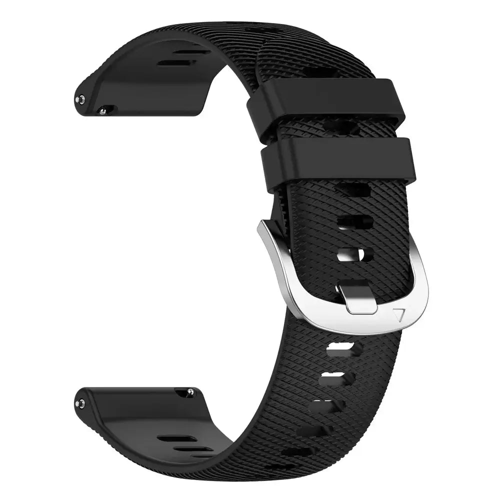 Black strap with silver-tone buckle — BandsCo Straps