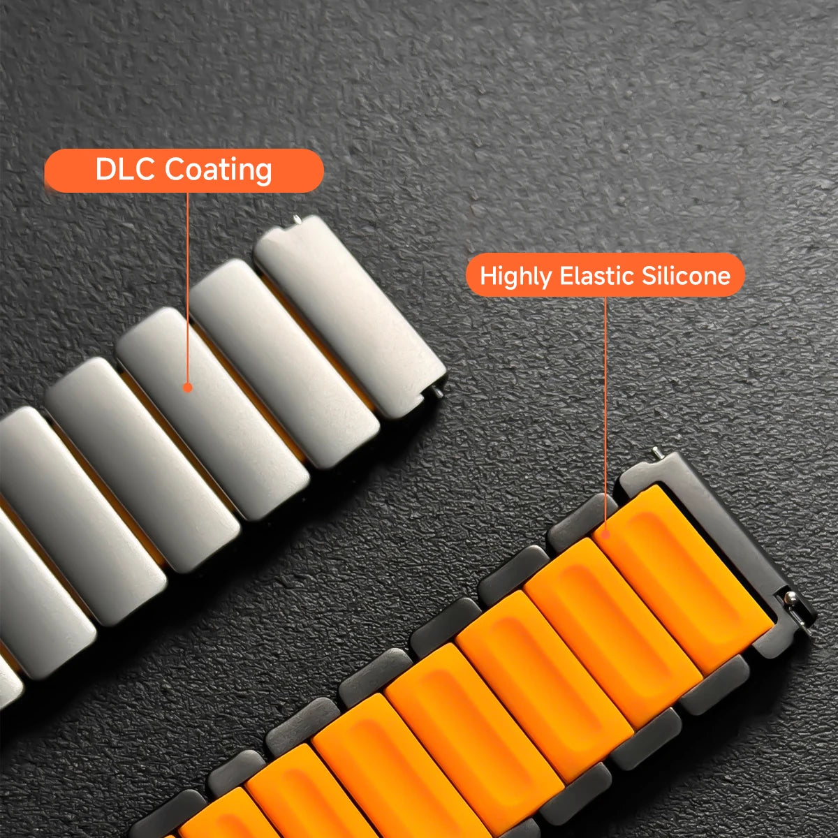 Google Pixel Watch 5, 4 and 3 45mm Titanium and Silicone Link Band — design detail
